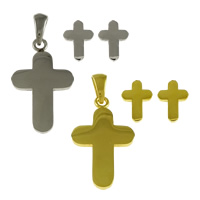 Fashion Stainless Steel Jewelry Sets, pendant & earring, Cross, plated Approx 