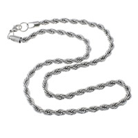 Stainless Steel Chain Necklace, rope chain & for man, original color, 6mm Approx 24 Inch 