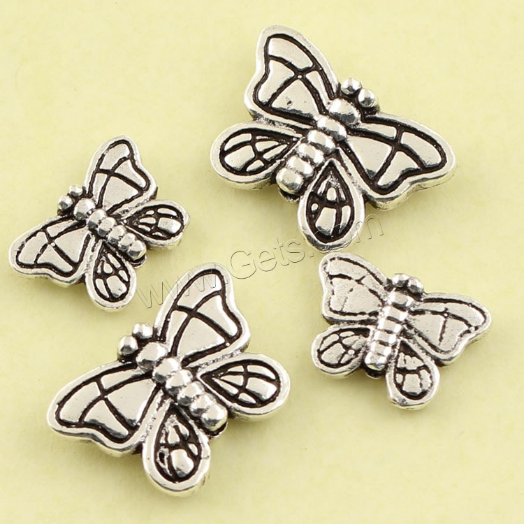 Animal Brass Beads, Butterfly, antique silver color plated, different size for choice, lead & cadmium free, Hole:Approx 1mm, Sold By PC