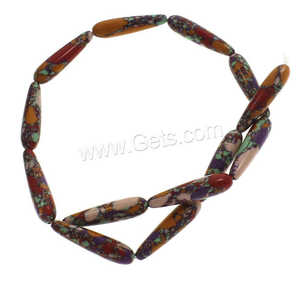 Mosaik Türkis Perlen, Tropfen, plattiert, verschiedene Größen vorhanden, keine, Bohrung:ca. 1-1.5mm, Länge:ca. 15.5 ZollInch, verkauft von Strang