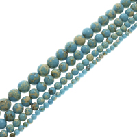 Synthetische Türkis Perlen, rund, verschiedene Größen vorhanden, blau, Grad AAA, Bohrung:ca. 1mm, Länge:ca. 15.5 ZollInch, verkauft von Strang