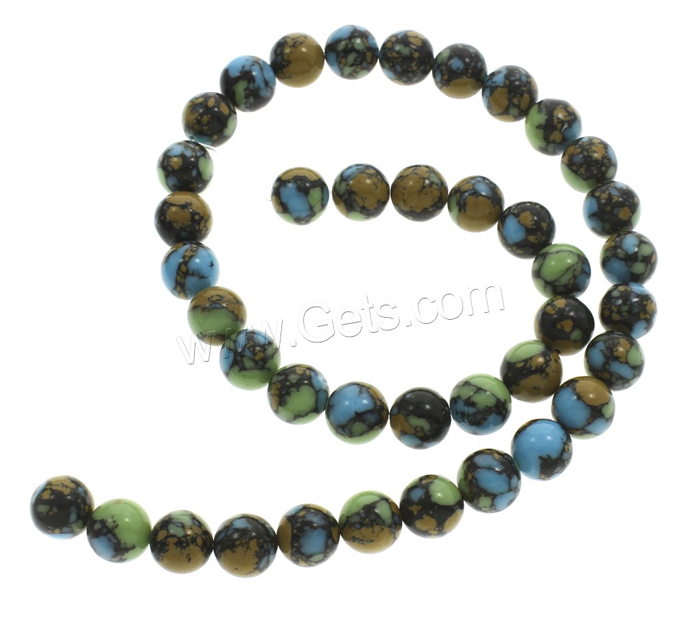 Mosaic Turquoise Beads, Round, synthetic, different size for choice, Hole:Approx 1mm, Length:Approx 15.5 Inch, Sold By Strand
