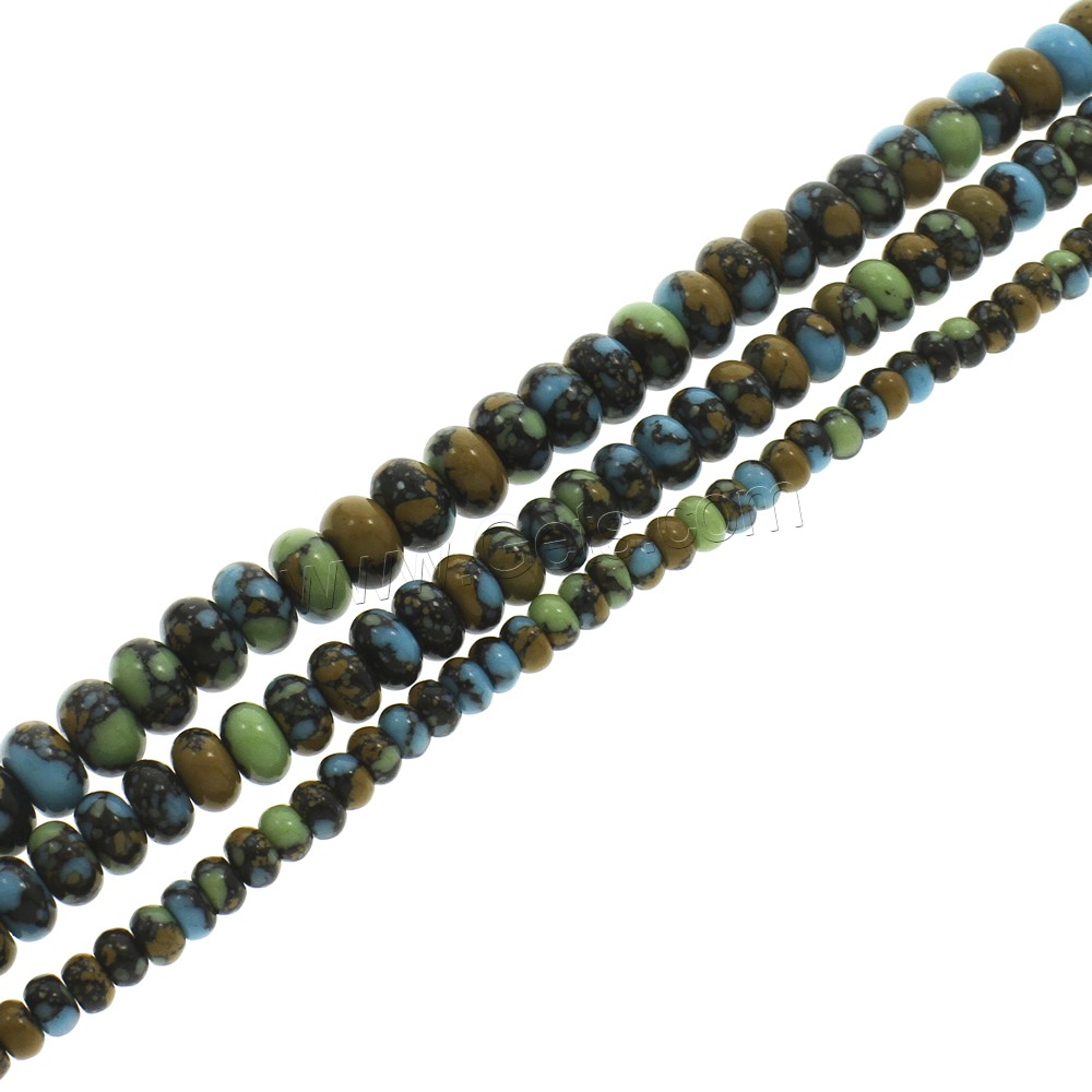 Mosaic Turquoise Beads, Rondelle, synthetic, different size for choice, Hole:Approx 1mm, Length:Approx 15.5 Inch, Sold By Strand