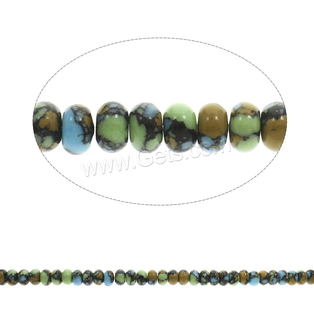 Mosaik Türkis Perlen, Rondell, synthetisch, verschiedene Größen vorhanden, Bohrung:ca. 1mm, Länge:ca. 15.5 ZollInch, verkauft von Strang