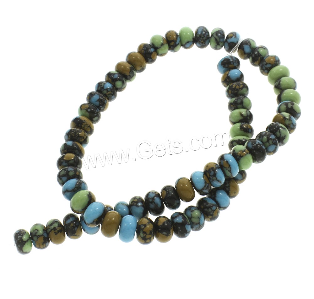 Mosaik Türkis Perlen, Rondell, synthetisch, verschiedene Größen vorhanden, Bohrung:ca. 1mm, Länge:ca. 15.5 ZollInch, verkauft von Strang