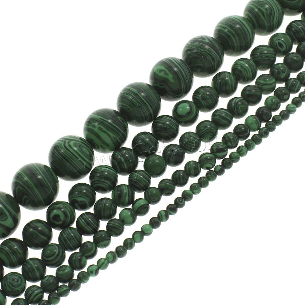 Synthetic Malachite Beads, Round, different size for choice, Hole:Approx 1-1.5mm, Length:Approx 15.5 Inch, Sold By Strand
