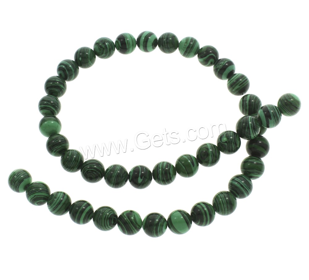 Perles synthétiques de Malachite, Rond, normes différentes pour le choix, Trou:Environ 1-1.5mm, Longueur:Environ 15.5 pouce, Vendu par brin