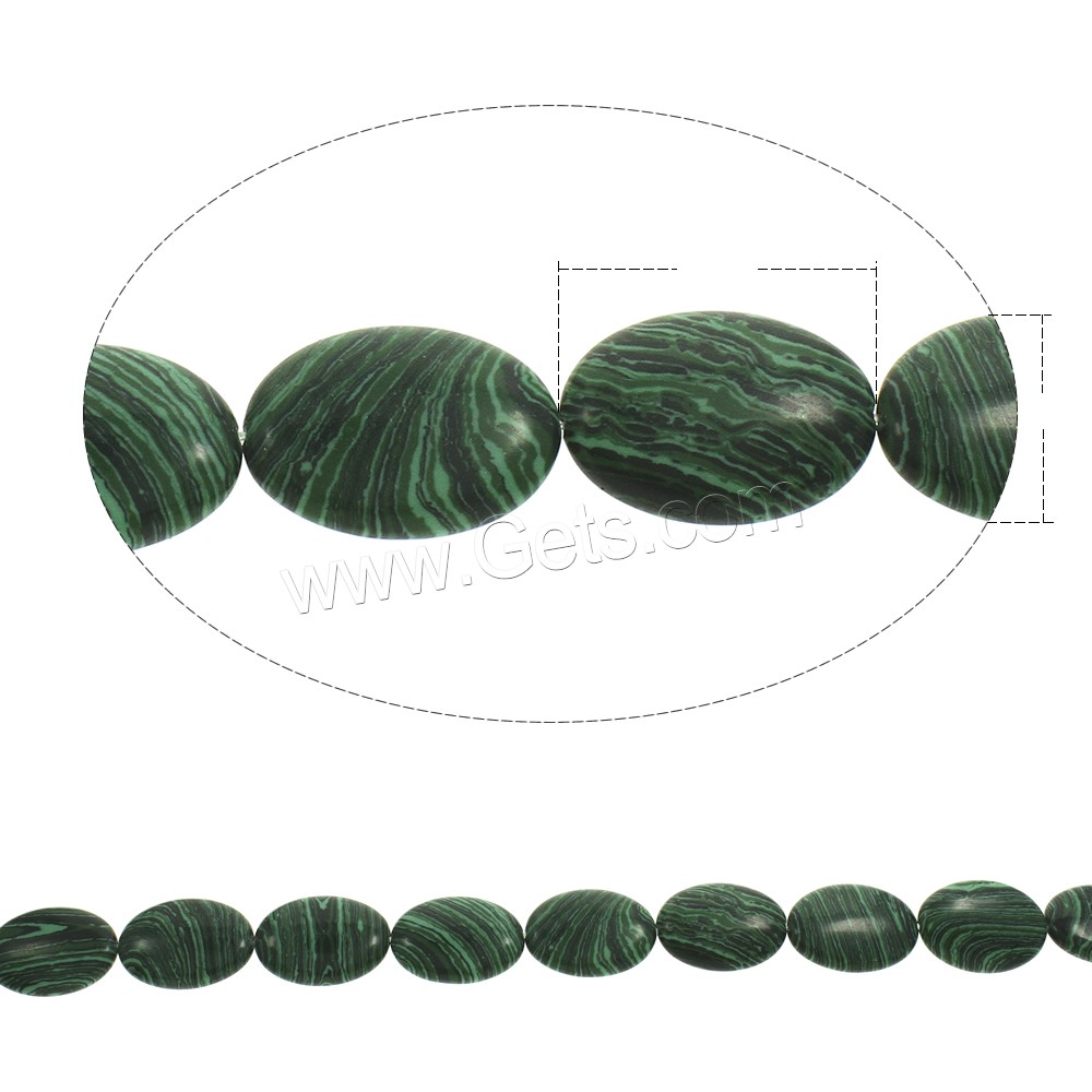 Синтетические малахитовые бусы, малахит, Плоская овальная форма, синтетический, разный размер для выбора, отверстие:Приблизительно 1mm, длина:Приблизительно 15.5 дюймовый, продается Strand