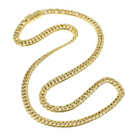 Stainless Steel Chain Necklace, gold color plated, curb chain & for man Approx 19 Inch 