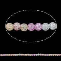 Perles en verre craquelé, Rond, craquelure, multicolore, 6mm Environ 1mm Environ 15.5 pouce, Environ Vendu par brin