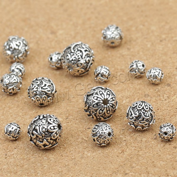 DIY Buddha Beads, Thailand Sterling Silver, Round, Buddhist jewelry & om mani padme hum & different size for choice, Sold By PC