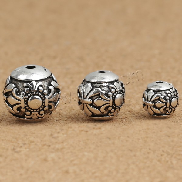 Bali Sterling Silber Perlen, Thailand, rund, verschiedene Größen vorhanden, verkauft von PC