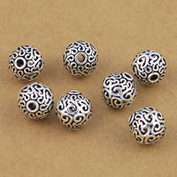 Bali Sterling Silber Perlen, Thailand, rund, hohl, 12mm, Bohrung:ca. 2.3mm, verkauft von PC