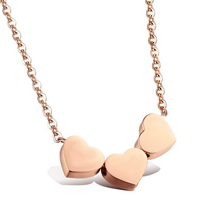 Stainless Steel Jewelry Necklace, with 2.16Inch extender chain, Heart, rose gold color plated, oval chain Approx 15.74 Inch 