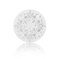 acier inoxydable Flottant Médaillon Charms, Plat rond, poli, avec le motif de fleurs, couleur originale Vendu par PC