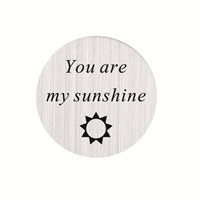 Stainless Steel Floating Locket Charms, Flat Round, You are my sunshine, polished, enamel, original color 