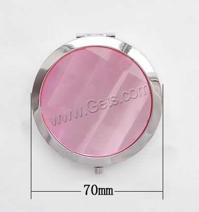 Messing Kosmetikspiegel, mit Kristall & Glas, flache Runde, verschiedenen Qualitäten für die Wahl & facettierte, keine, 70x70x16mm, verkauft von PC