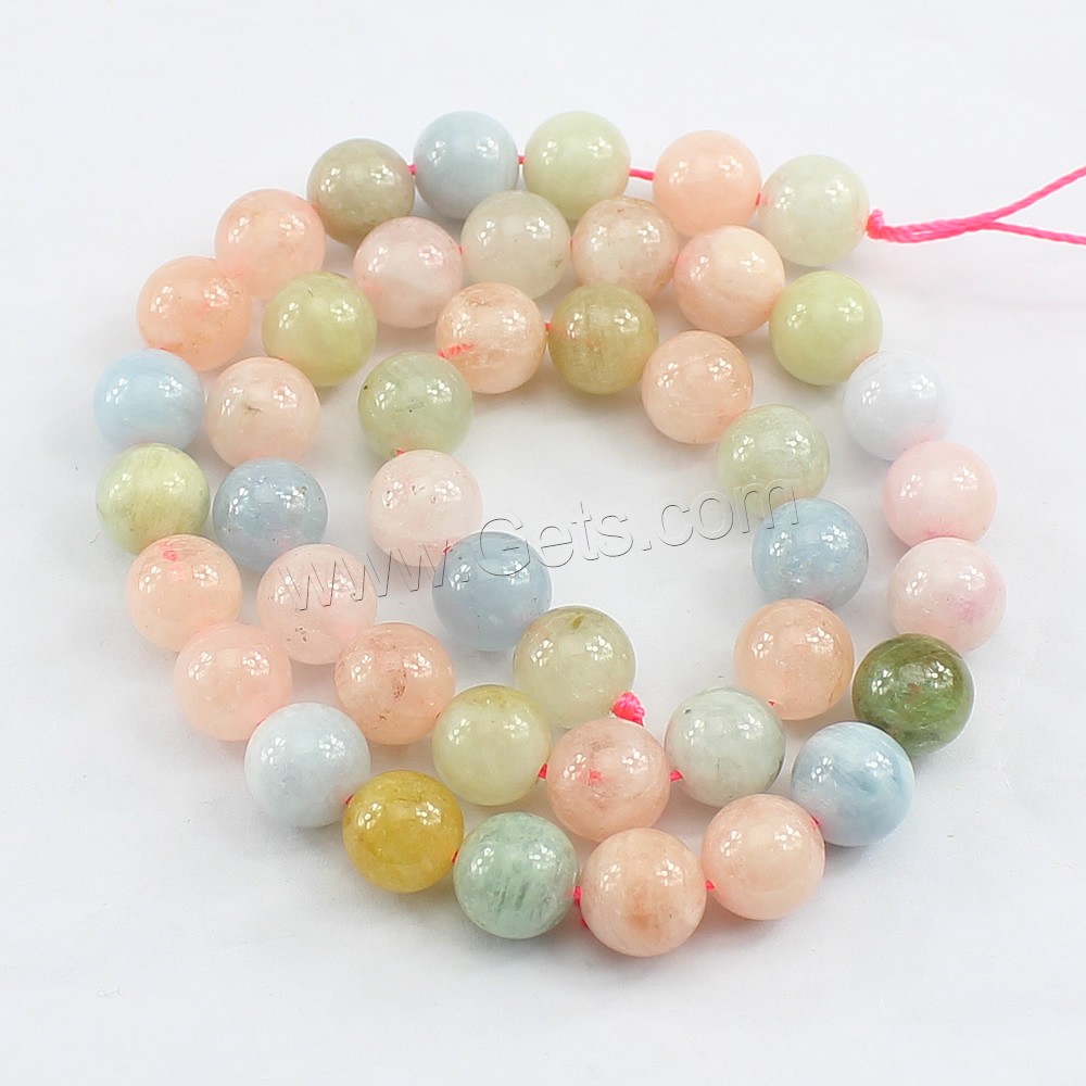 Morganit Perlen, rund, natürlich, verschiedene Größen vorhanden, Bohrung:ca. 1mm, Länge:ca. 15.5 ZollInch, verkauft von Strang