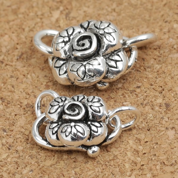 Thailand Sterling Silver S Shape Clasp, Flower, different size for choice, Hole:Approx 3mm, Sold By PC