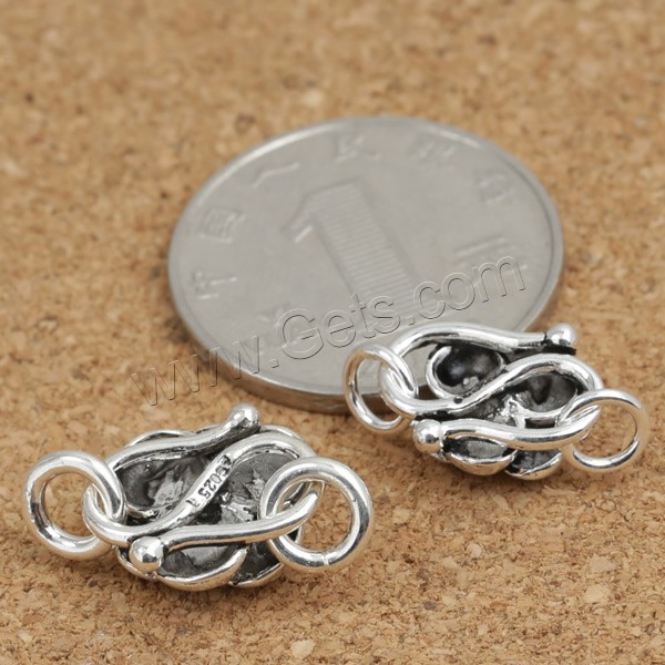 Thailand Sterling Silver S Shape Clasp, Flower, different size for choice, Hole:Approx 3mm, Sold By PC