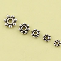 Brass Spacer Bead, Flower, antique silver color plated lead & cadmium free 