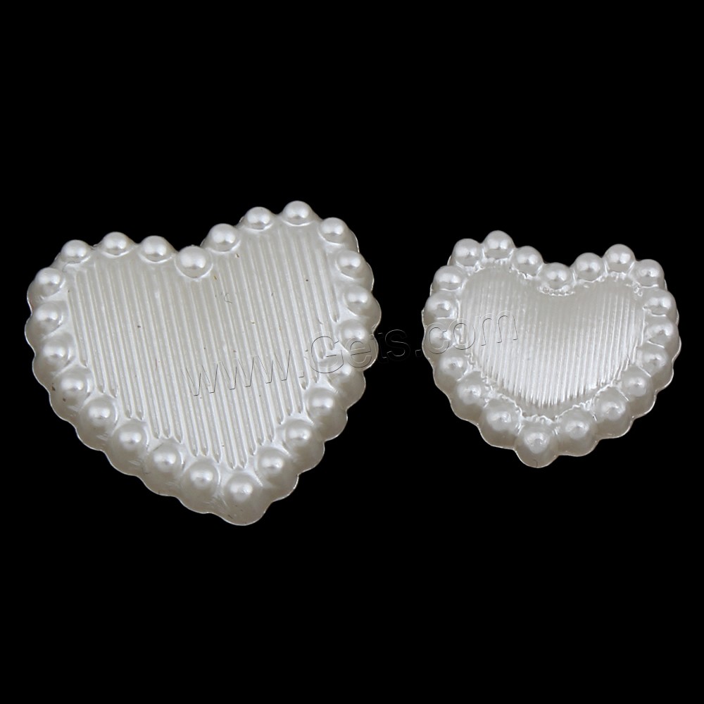 Cabochon de perle en plastique ABS, Plastique ABS perle, coeur, normes différentes pour le choix & dos plat, blanc, Vendu par sac