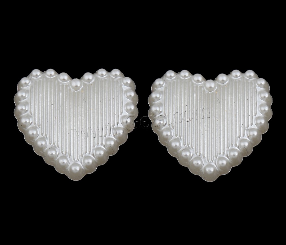 ABS plástico cabujón perla, Perlas de plástico ABS, Corazón, diverso tamaño para la opción & espalda plana, Blanco, Vendido por Bolsa