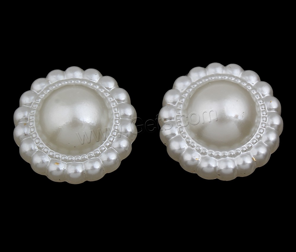 ABS Plastic Pearl Cabochon, Flower, different size for choice & flat back, white, Sold By Bag