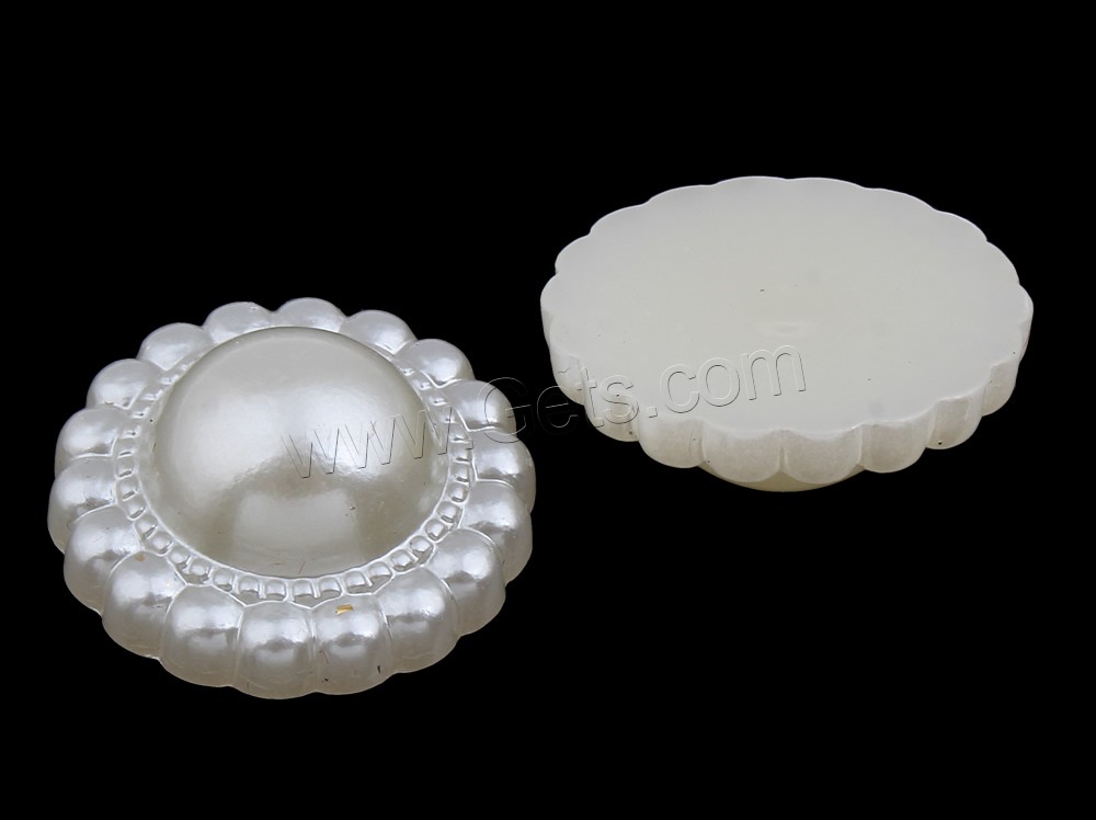 ABS Plastic Pearl Cabochon, Flower, different size for choice & flat back, white, Sold By Bag