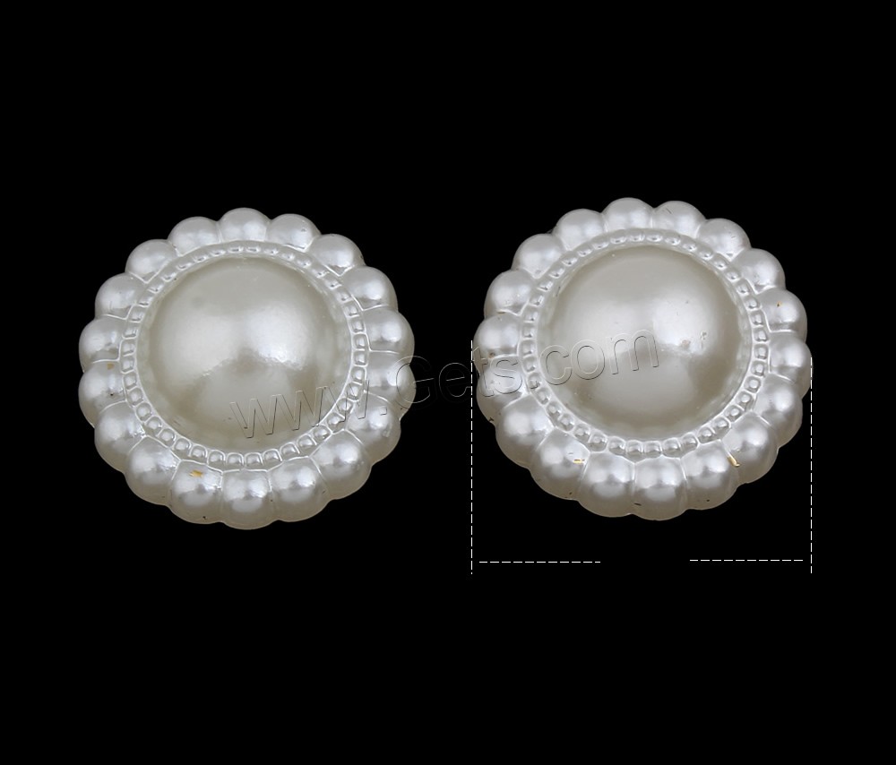 ABS plástico cabujón perla, Perlas de plástico ABS, Flor, diverso tamaño para la opción & espalda plana, Blanco, Vendido por Bolsa