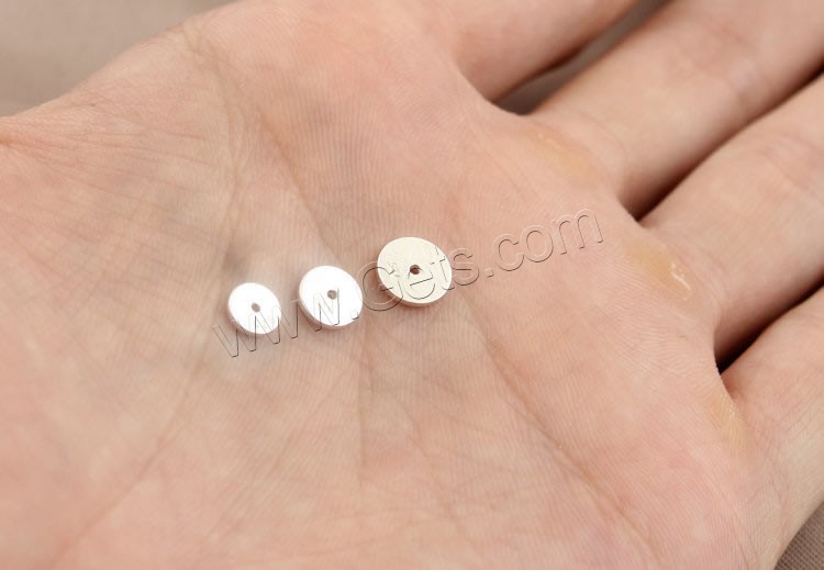 Brass Spacer Beads, 925 Sterling Silver, Flat Round, different size for choice, Hole:Approx 1mm, Sold By PC