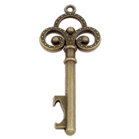 Zinklegierung Schlüssel Anhänger, antike Bronzefarbe plattiert, frei von Blei & Kadmium, 40x98x8mm, Bohrung:ca. 4mm, verkauft von PC