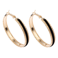 Brass Hoop Earring, with Resin, gold color plated, nickel, lead & cadmium free 