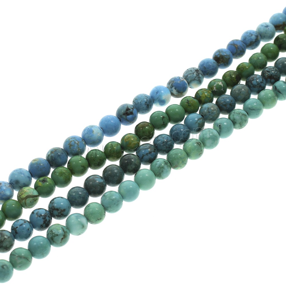 Natural Turquoise Beads, Round, different size for choice, more colors for choice, Hole:Approx 1mm, Length:Approx 15 Inch, Sold By Strand