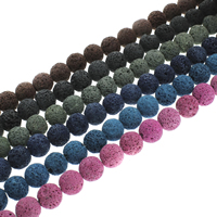 Multicolor Lava Perlen, rund, verschiedene Größen vorhanden, keine, Bohrung:ca. 1mm, Länge:ca. 15 ZollInch, verkauft von Strang