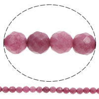 Gefärbte Jade Perlen, rund, facettierte, Kirsche Quarz, 6mm, Bohrung:ca. 1mm, Länge:ca. 15.5 ZollInch, ca. 68PCs/Strang, verkauft von Strang