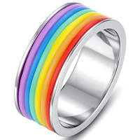 Stainless Steel Finger Ring, with Silicone original color, 9mm 