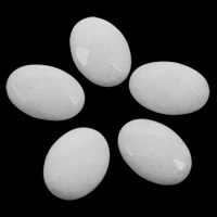 Jade blanco cabujón, Redondo Aplanado, facetas, 13x18x5mm, Vendido por UD