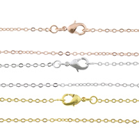 Cadena de collar de cable enlazado de latón, metal, chapado, cadena oval, más colores para la opción, 1.7x0.2mm, longitud:aproximado 17.5 Inch, Vendido por Sarta