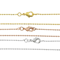 Messing Kabel-Verbindungs-Halsketten-Kette, plattiert, Kugelkette, keine, 1mm, Länge:ca. 17.5 ZollInch, verkauft von Strang