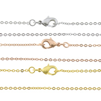 Cadena de collar de cable enlazado de latón, metal, chapado, cadena oval, más colores para la opción, 1.2x0.2mm, longitud:aproximado 18 Inch, Vendido por Sarta