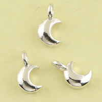 Brass Jewelry Pendants, Moon, real silver plated, lead & cadmium free Approx 2mm 