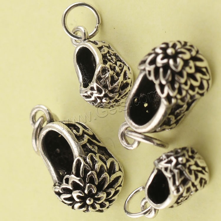 Brass Shoes Pendants, antique silver color plated, different size for choice, lead & cadmium free, Hole:Approx 3.5mm, Sold By PC