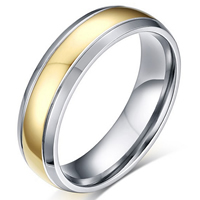 Stainless Steel Finger Ring, plated & two tone, 6mm 