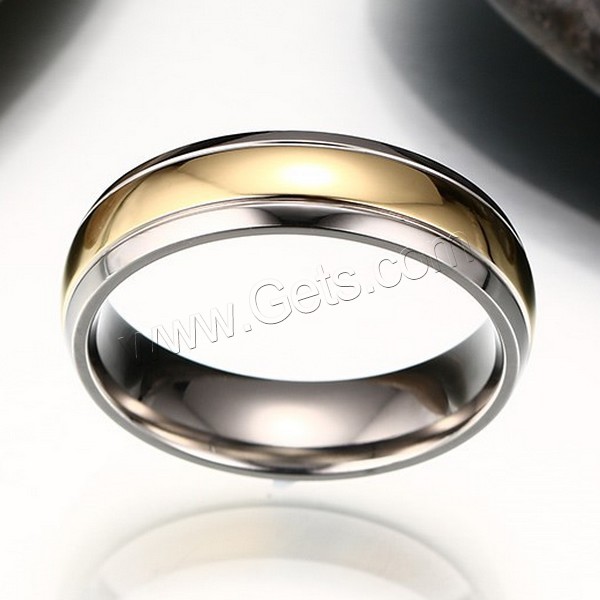 Stainless Steel Finger Ring, plated, different size for choice & two tone, 6mm, Sold By PC