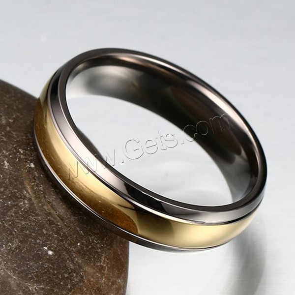 Stainless Steel Finger Ring, plated, different size for choice & two tone, 6mm, Sold By PC
