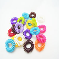 Phone Wire Hair Elastic, Plastic & solid color, mixed colors 