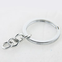 Eisen Schlüssel Split Ring, Platinfarbe platiniert, mit Verlängerungskettchen, frei von Blei & Kadmium, 2x28mm, 500PCs/Tasche, verkauft von Tasche