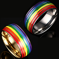 Stainless Steel Finger Ring, plated & epoxy gel 8mm 