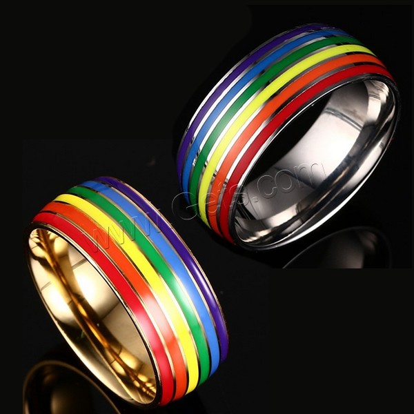 Stainless Steel Finger Ring, plated, different size for choice & epoxy gel, more colors for choice, 8mm, Sold By PC
